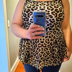 Spaghetti strap animal peplum tank